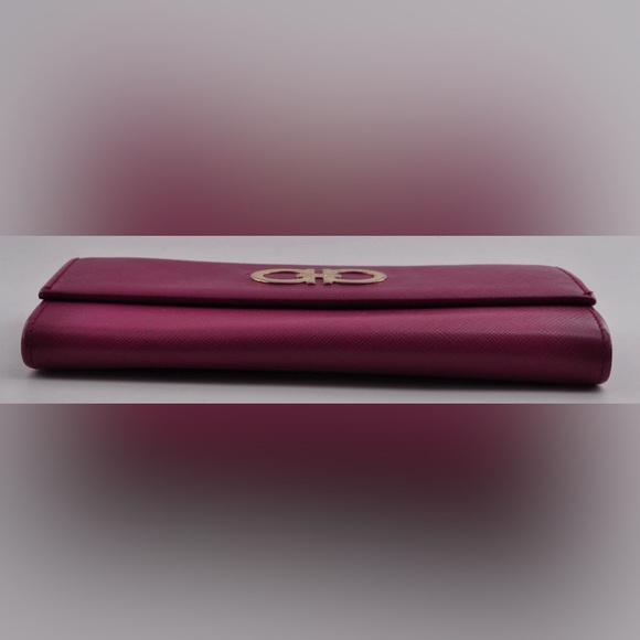 Salvatore Ferragamo Pink Leather Gancio Flap Continental Wallet EUC - Picture 5 of 10